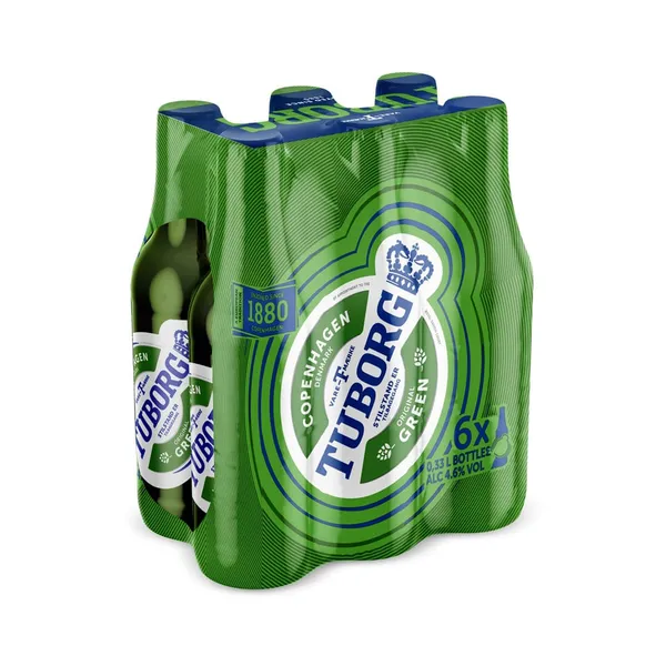 Hele õlu Green 6-pakk, TUBORG, 6x330 ml pudel