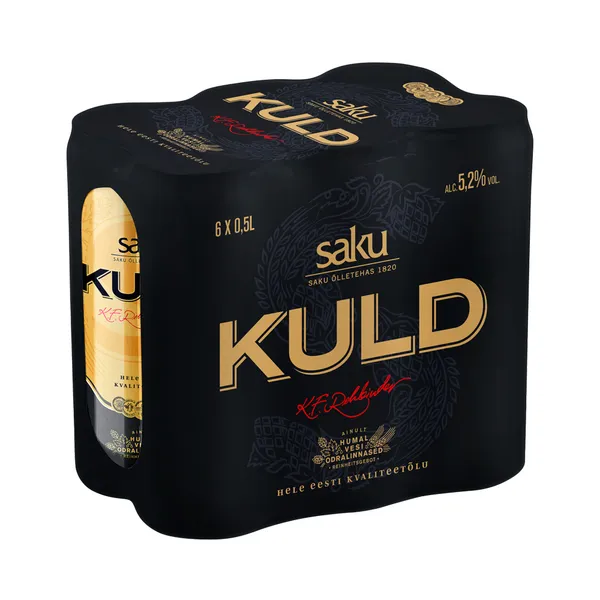 SAKU Kuld, õlu 5,2% 0,5 L 6-pakk, R15/98773/37, purk