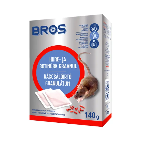 Hiire- ja rotimürk graanulitena, BROS, 140 g
