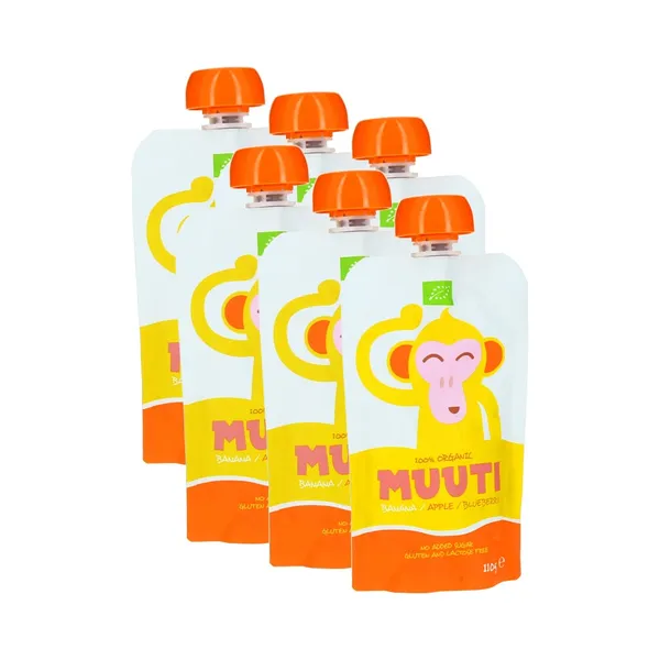 HULGI Banaani-õuna-mustikapüree mahe 6+ (AHV) 6tk, MUUTI, 6 x 110 g