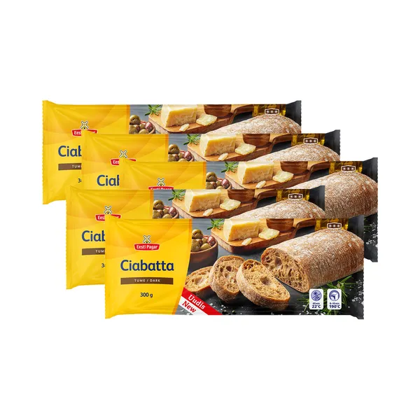 HULGI Ciabatta tume 5tk, EESTI PAGAR, 5 x 300 g