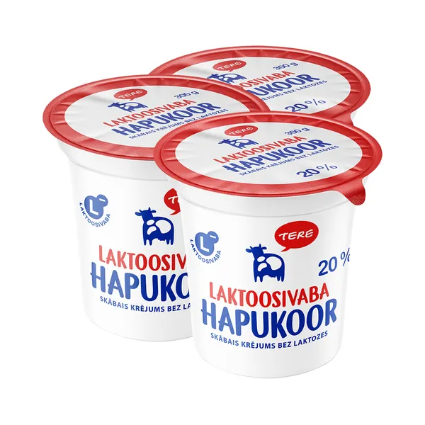 HULGI Hapukoor 20% laktoosivaba tops 3tk, TERE, 3 x 300g