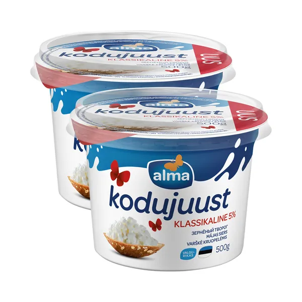 HULGI Kodujuust 5% 2tk, ALMA, 2 x 500 g