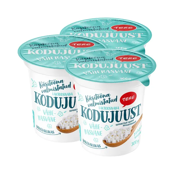 HULGI Kodujuust väherasvane laktoosivaba 3tk, TERE, 3 x 300g