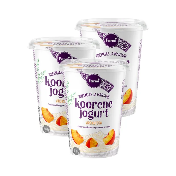 HULGI Koorene jogurt virsikutega 3tk, FARMI, 3 x 400g