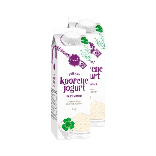 HULGI Koorene maitsestamata jogurt 5% 2tk, FARMI, 2 x 1kg