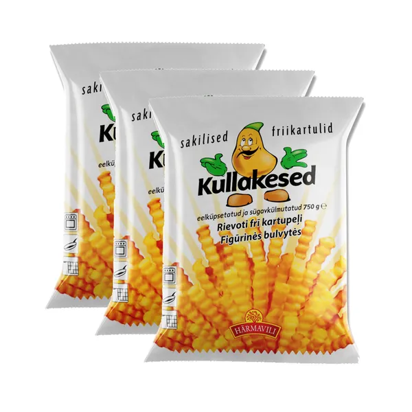 HULGI Külmutatud friikartul sakiline 3tk, HÄRMAVILI, 3 x 750 g