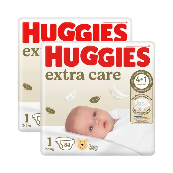HULGI Mähkmed Extra Care 1 2-5kg 2tk, HUGGIES, 2 x 84 tk