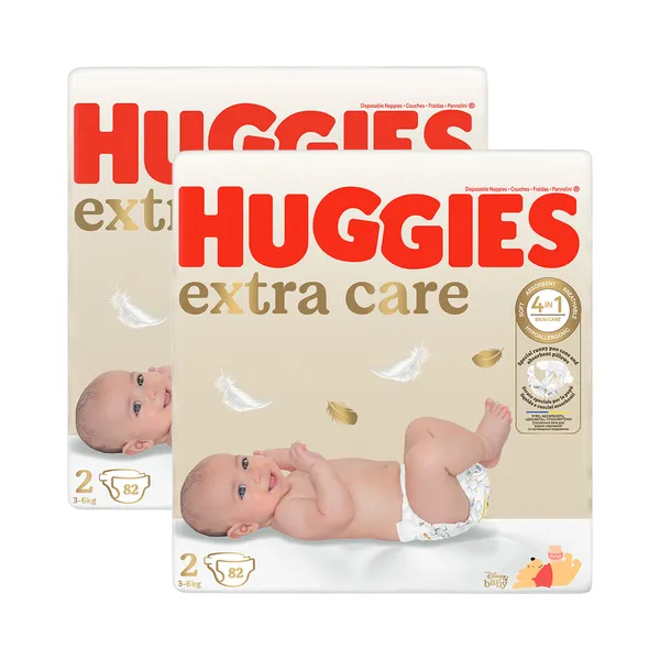 HULGI Mähkmed Extra Care 2 3-6kg 2tk, HUGGIES, 2 x 82 tk