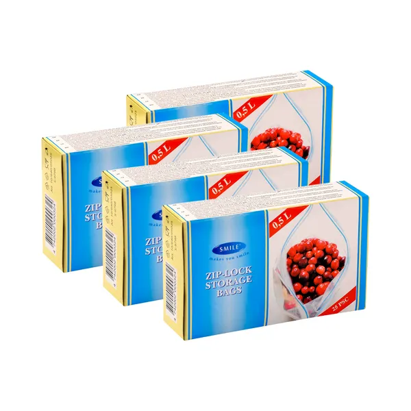 HULGI Säilituskotid soonsulguritega 500ml 25 tk, SMILE, 4 x 25 tk