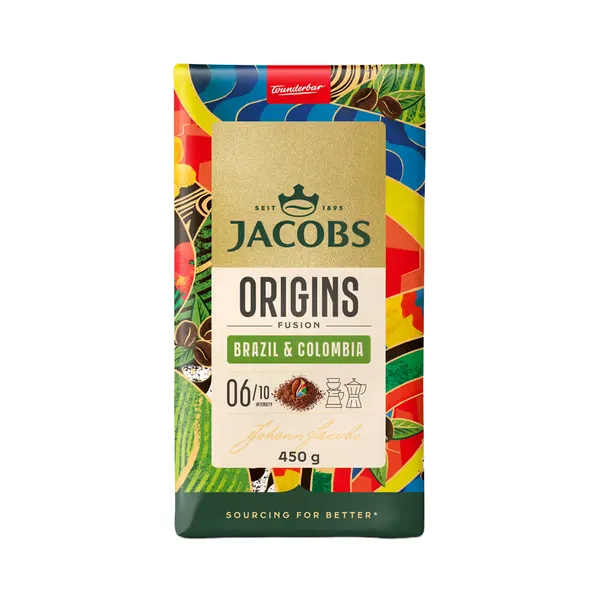 Jahvatatud kohv Brazil&Columbia Origins, JACOBS, 450 g