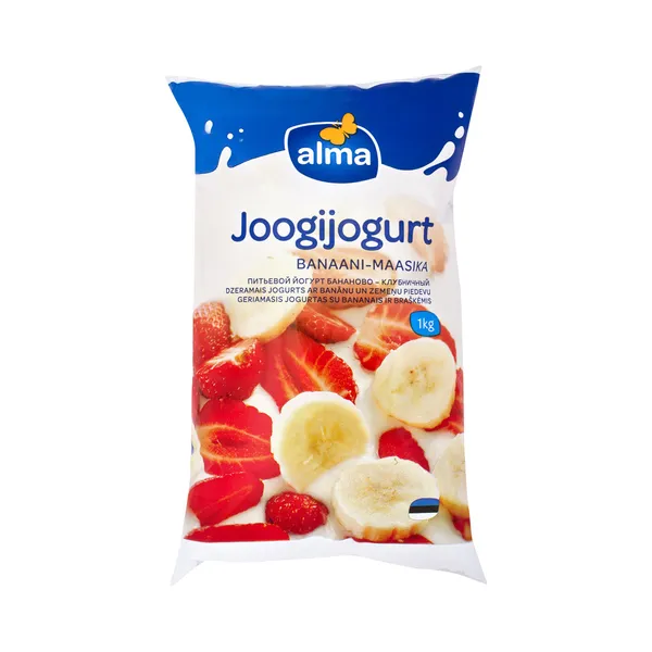 Joogijogurt banaani-maasika 1,5%, ALMA, 1 kg
