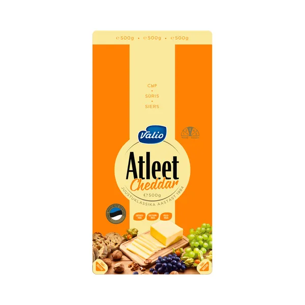 Juust Atleet Cheddar viilud, VALIO, 500 g