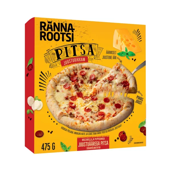 Juustuäärega pitsa mozzarella ja pepperoni’ga, RANNAROOTSI, 475 g
