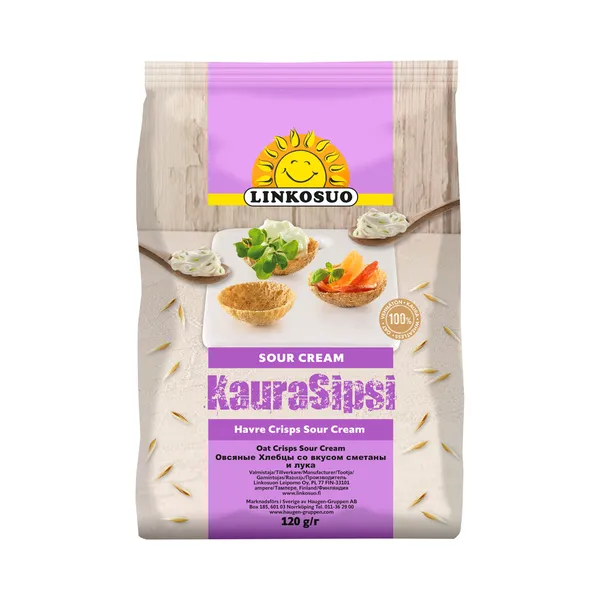 Kaerakrõpsud hapukoore- ja sibulamaitselised, LINKOSUO, 120 g