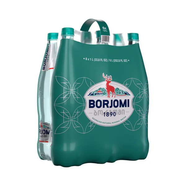 Karboniseeritud looduslik mineraalvesi 6-pakk, BORJOMI, 6 x 1 L