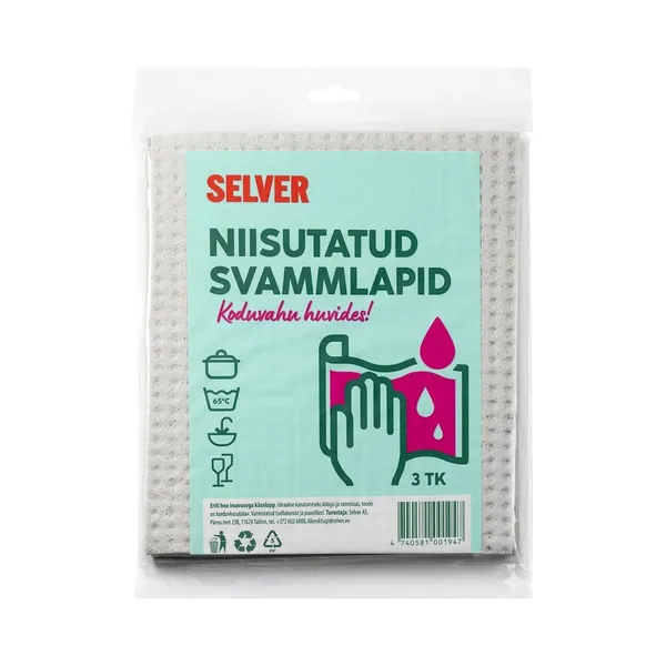 Käsnlapp 18x20cm, SELVER, 3 tk