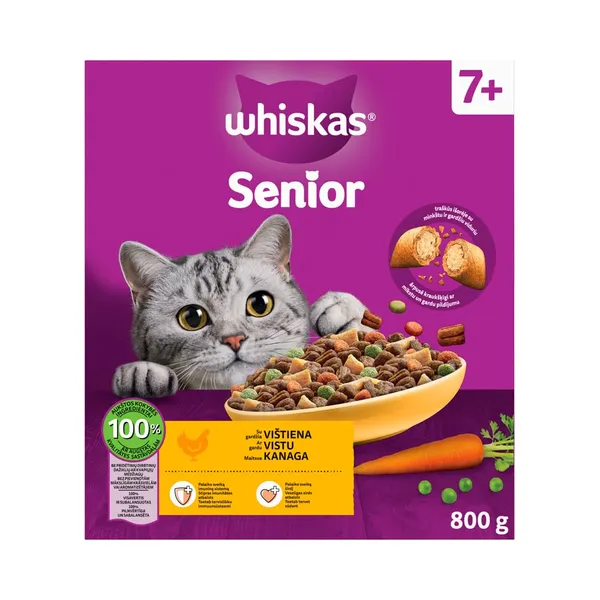 Kassi kuivsööt kanalihaga 7+, WHISKAS, 800 g