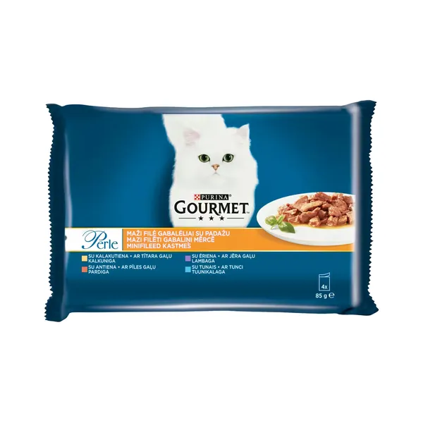 Kiisueine kalkun/part/lammas/tuunikala  4-pakk, GOURMET PERLE, 4x85g