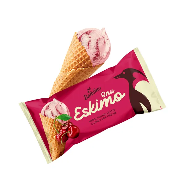 Kirsi-koorejäätis vahvlikoonuses, ONU ESKIMO, 87 g