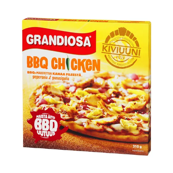 Kiviahjupitsa BBQ chicken, GRANDIOSA, 310 g