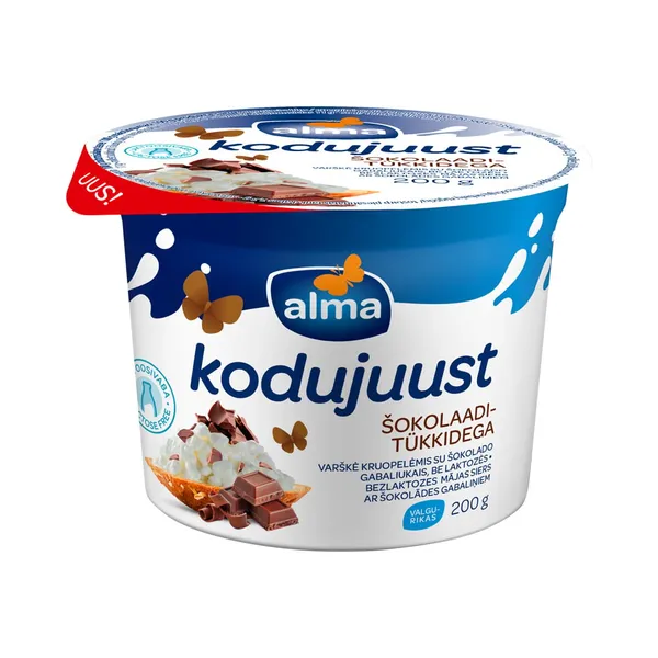 Kodujuust šokolaaditükkidega, laktoosivaba, ALMA, 200 g