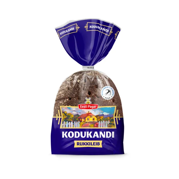 Kodukandi rukkileib 1/2 viilutatud, EESTI PAGAR, 390 g