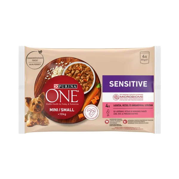 Koeraeine Mini Sensitive lõhe 4x85g, PURINA ONE, 340 g
