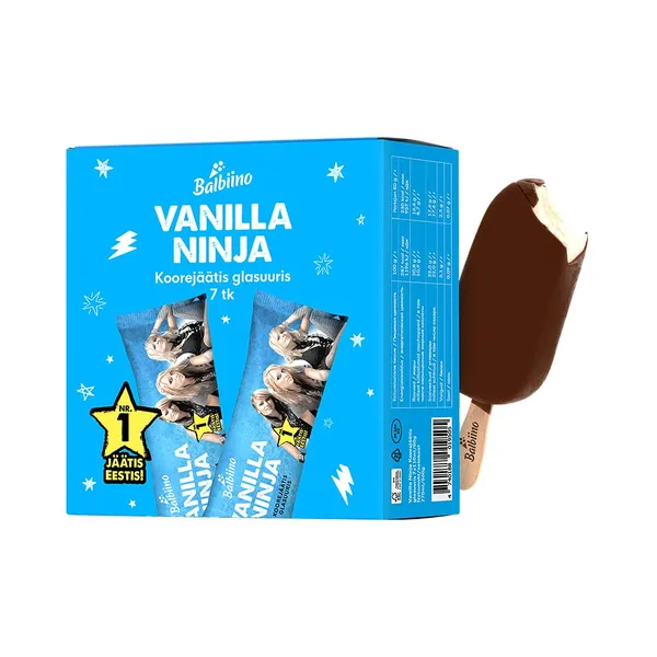 Koorejäätis glasuuris 7 x 80 g, VANILLA NINJA, 7 x 80 g