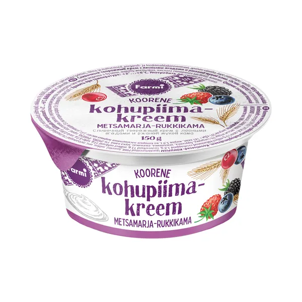 Koorene metsamarja-rukkikama kohupiimakreem, FARMI, 150 g