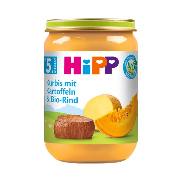 Kõrvitsapüree kartuli ja veisega, mahe, HIPP, 190 g