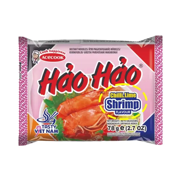 Krevetimaitselised kiirnuudlid tšilli ja laimiga (pakis), HAO HAO, 78g