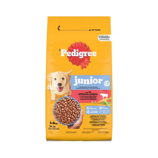 Kuivtoit kutsikatele Junior Linnuliha&Köögivilja, PEDIGREE, 1,4kg
