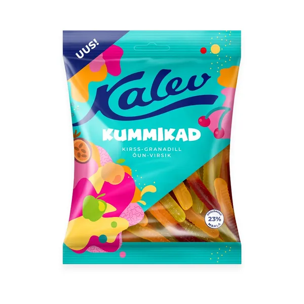 Kummikad ussikujuliste kummikommide segu, KALEV, 120 g