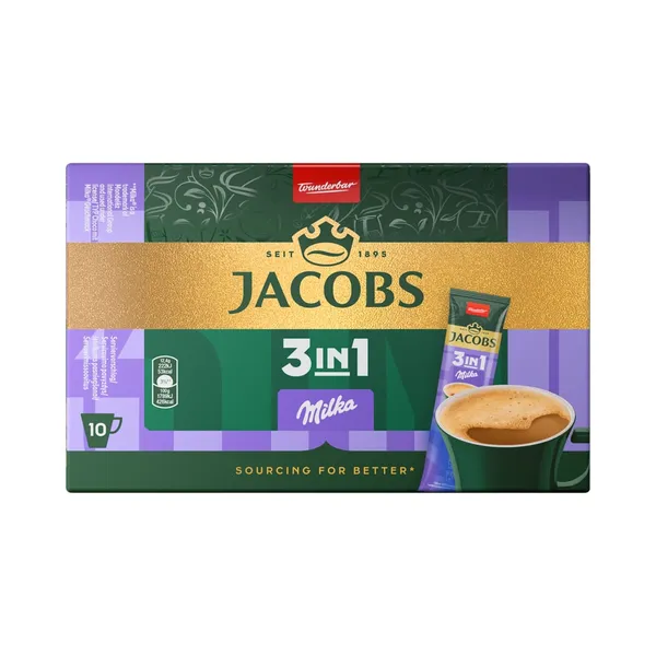 Lahustuv kohvijook 3in1 10x12,4g Milka, JACOBS, 124 g