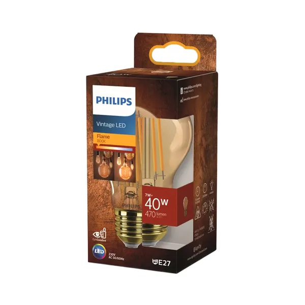 LED lamp 40W 470lm A60 E27 Amber, PHILIPS, 1 tk