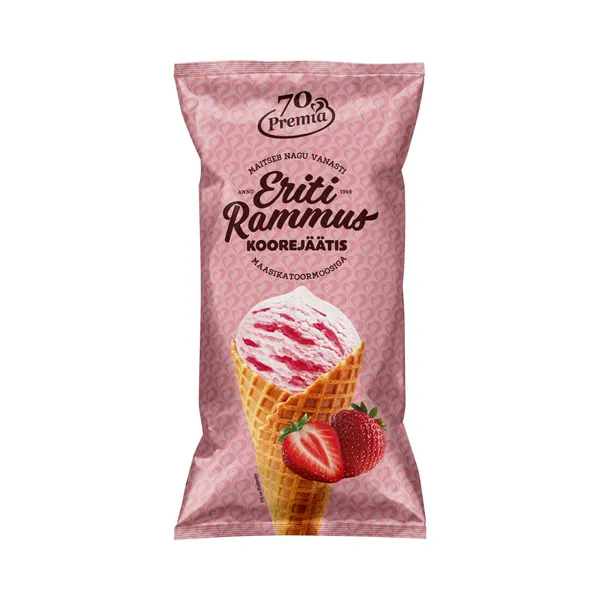 Maasika-koorejäätis maasikatoormoosiga, ERITI RAMMUS, 110 g