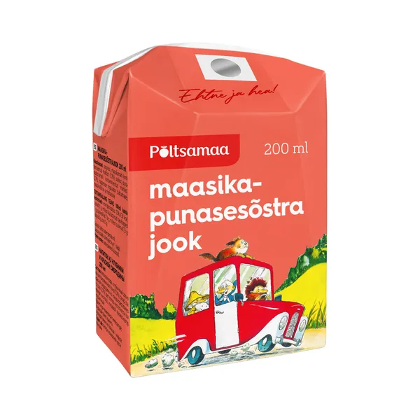 Maasika-punasesõstrajook kõrrega, PÕLTSAMAA, 200 ml