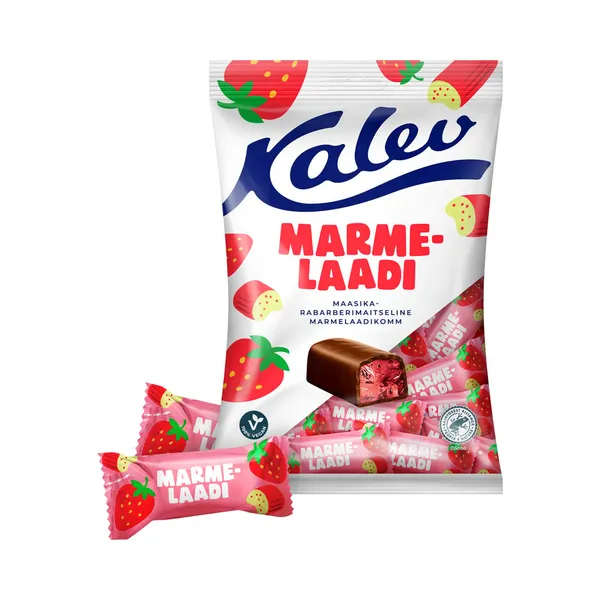 Maasika-rabarberimaitseline marmelaadikompvek, KALEV, 175 g