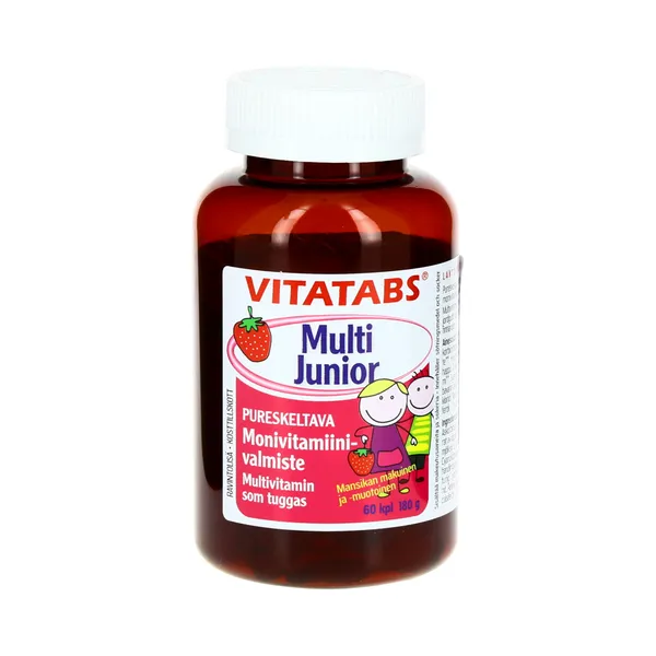 Maasikamaitselised multivitamiinid lastele N60, VITATABS, 60 tbl
