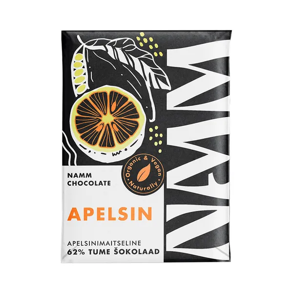 Mahe Apelsinišokolaad 62% tume, NAMM CHOCOLATE, 37g