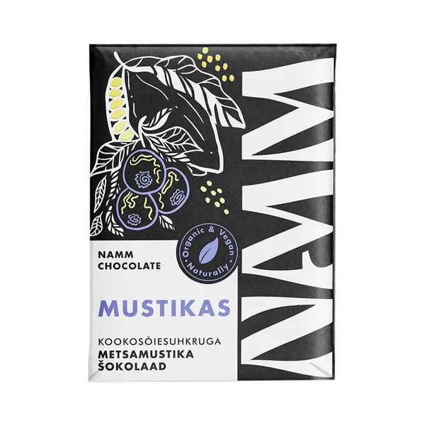 Mahe mustikašokolaad, NAMM CHOCOLATE, 37g
