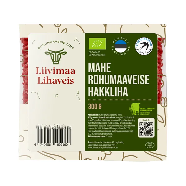 Mahe rohumaaveise hakkliha, LIIVIMAA LIHAVEIS, 300 g