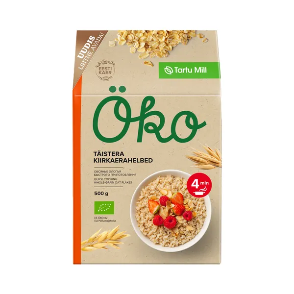 Mahe täistera kiirkaerahelbed, TARTU MILL, 500 g