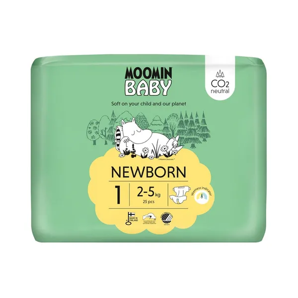 Mähkmed Newborn Nr1 2-5kg, Moomin Baby, 25 tk