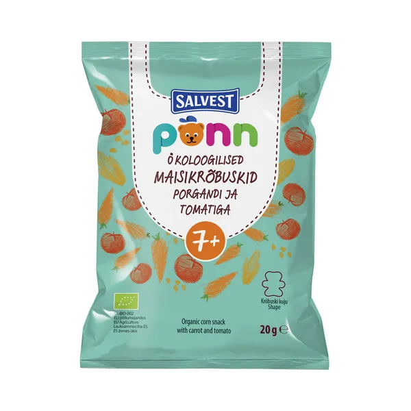 Maisikrõbuskid porgandi ja tomatiga mahe 7+, PÕNN, 20 g