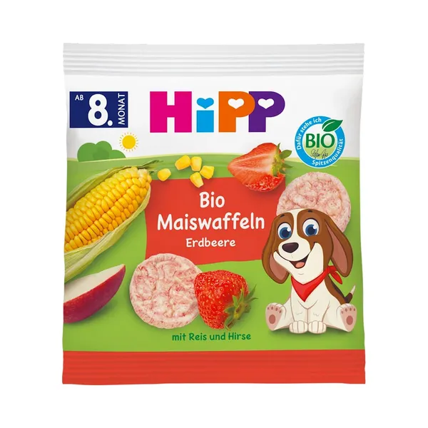 Maisivahvlid maasikatega ÖKO al.8kuud, HIPP, 23 g