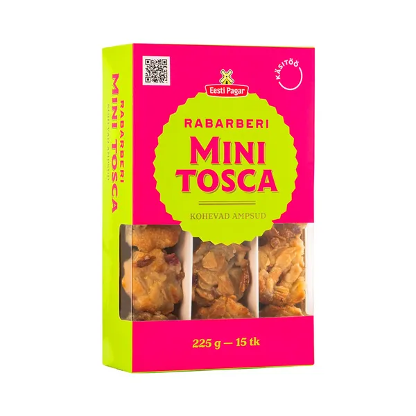 Mini tosca rabarberiga 15x15g, EESTI PAGAR, 225 g