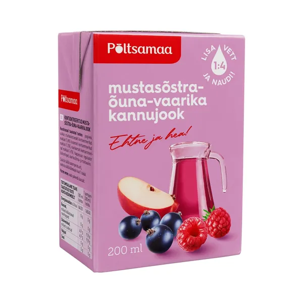Mustasõstra-õuna-vaarika kannujook, PÕLTSAMAA, 200 ml