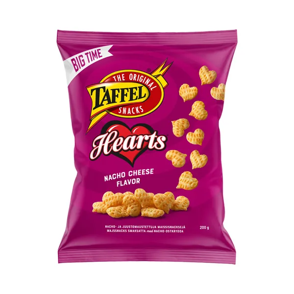 Nacho-juustumaitselised maisisnäkid Hearts, TAFFEL, 200 g